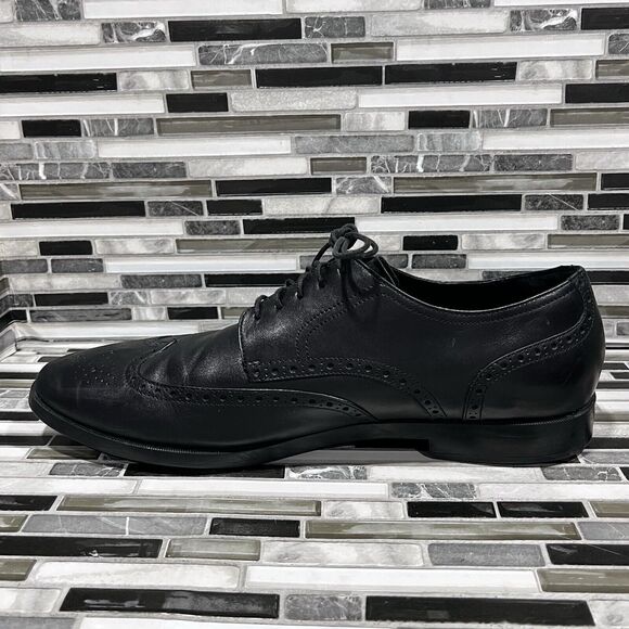 Cole Haan Grand OS C23793 Jefferson Leather Black‎ Wingtip Shoes Mens Size 13 M